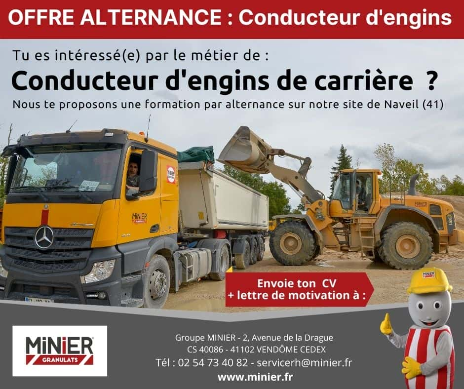 Recrutement conducteur d'engins en alternance