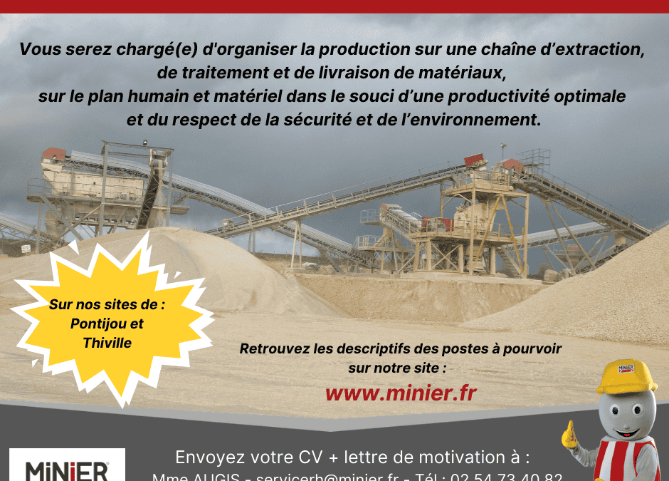 Nous recrutons 2 chefs de carrière