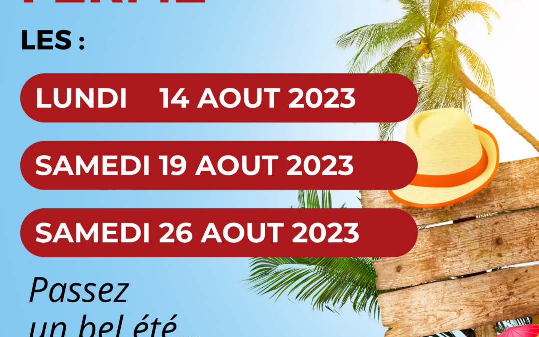 MINIER NÉGOCE ouvert en Août sauf les 14 – 19 – 26