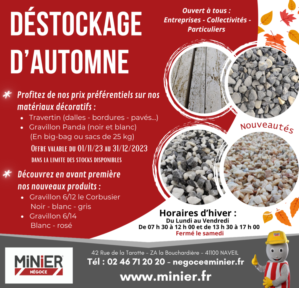 MINIER NÉGOCE vous invite à son déstockage d'automne