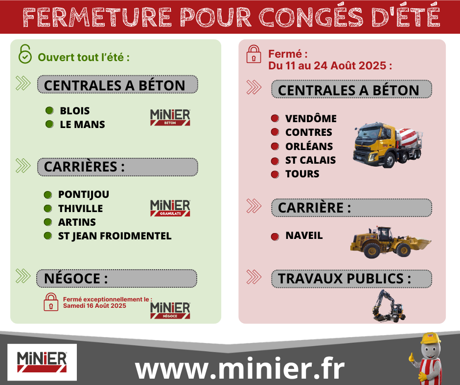 NOUVEAUX HORAIRES - Négoce Nouveaux horaires MINIER NEGOCE