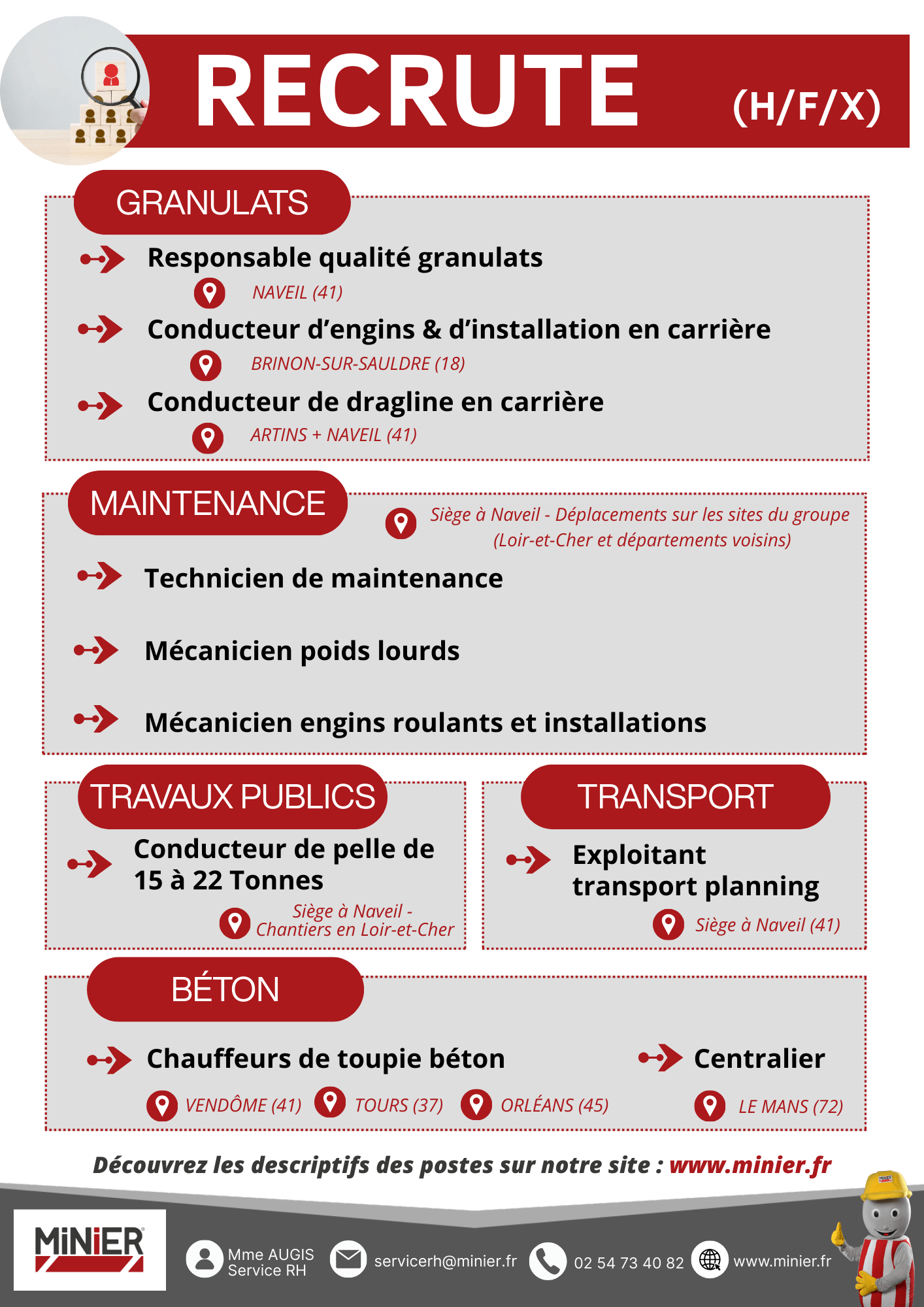 Nouveaux horaires MINIER NEGOCE