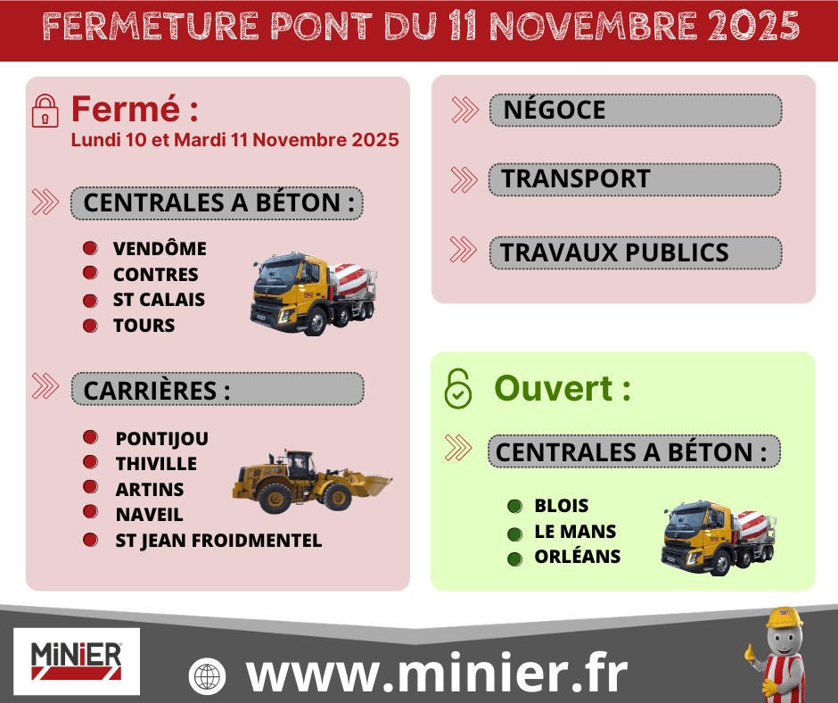Nouveaux horaires MINIER NEGOCE
