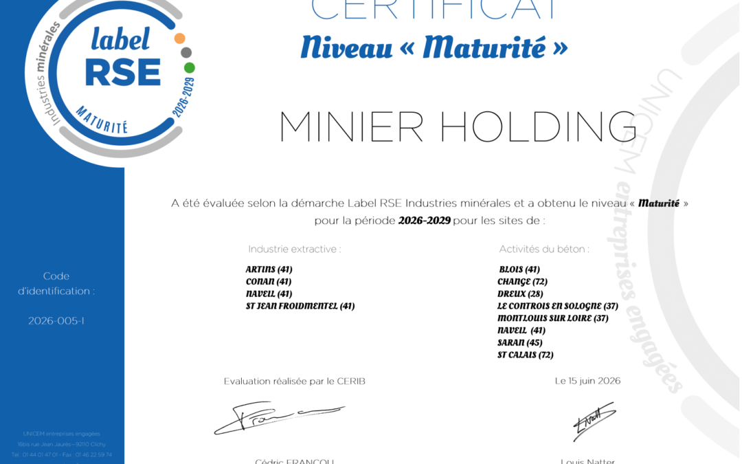 Obtention du label RSE UNICEM Entreprises Engagées : une belle récompense