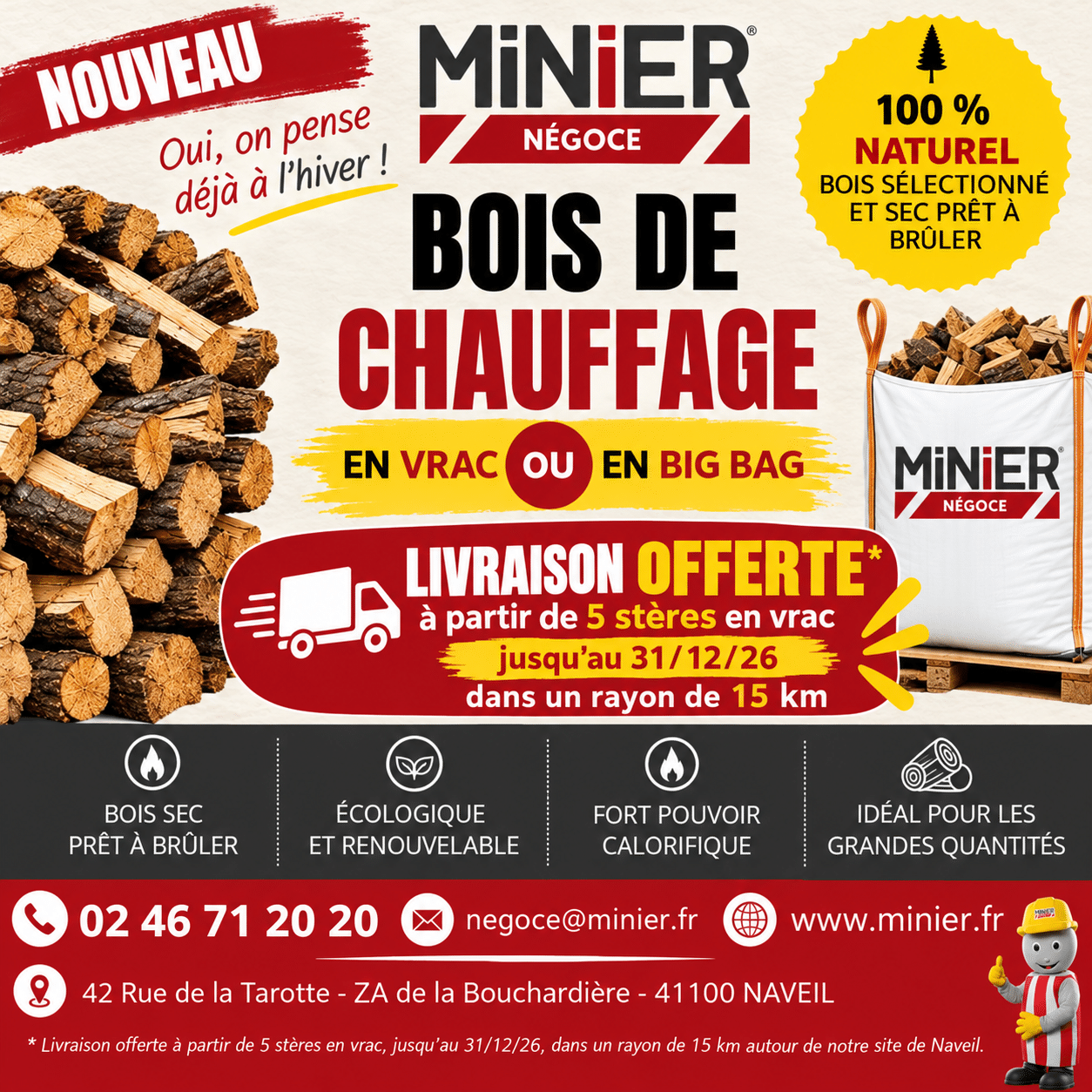 NOUVEAUX HORAIRES - Négoce Nouveaux horaires MINIER NEGOCE